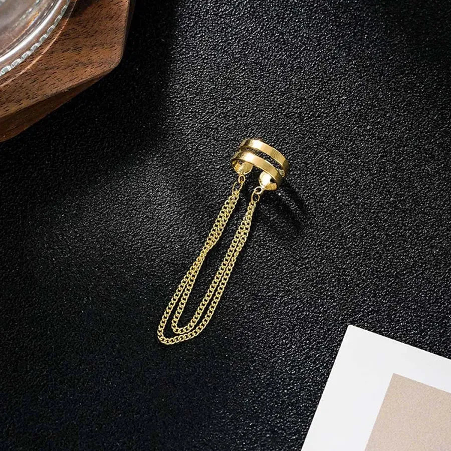 Silver Long Tassel Clip-On Earrings for Women Zinc Alloy No Piercing