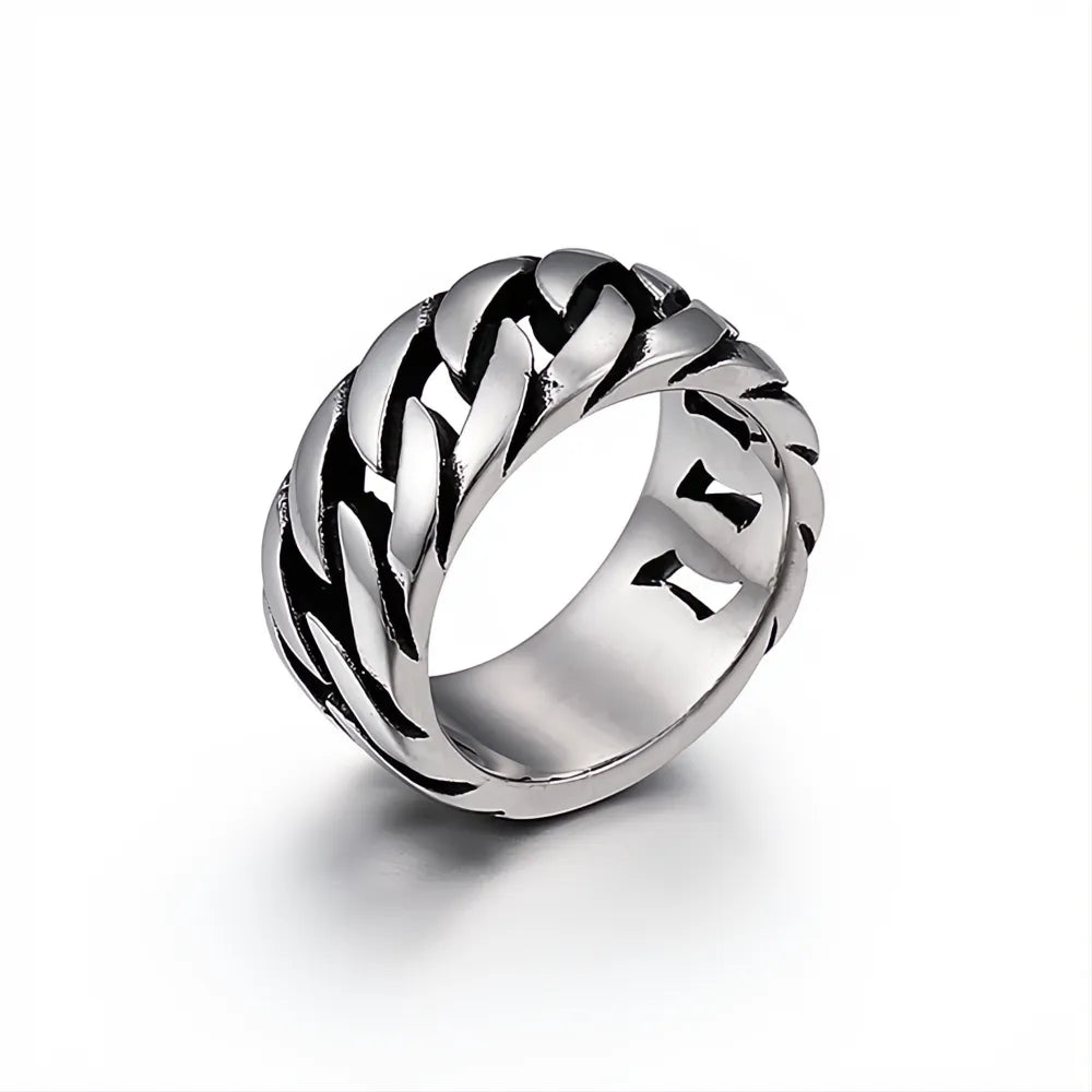 10MM 316L Stainless Steel Korean Punk Hip Hop Link Chain Ring Men Women US 8-12