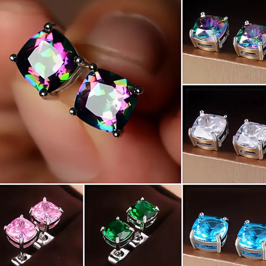 Luxury Geometric Cubic Zirconia Stud Earrings for Wedding Jewelry