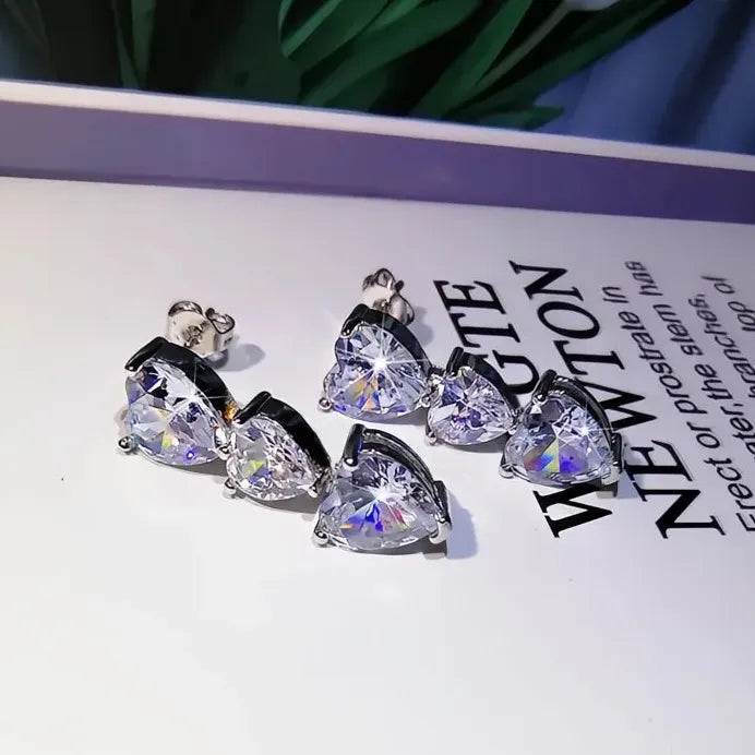 Heart-Shaped Drop Earrings for Women with Cubic Zirconia Bridal Jewelry