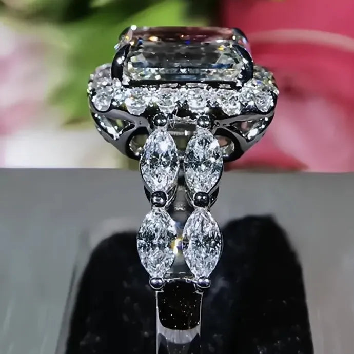 Cubic Zirconia Brass Wedding Engagement Ring for Women Gift Jewelry