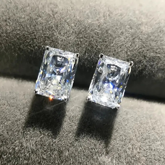 Geometric Cubic Zirconia Rectangular Stud Earrings for Women Wedding Jewelry