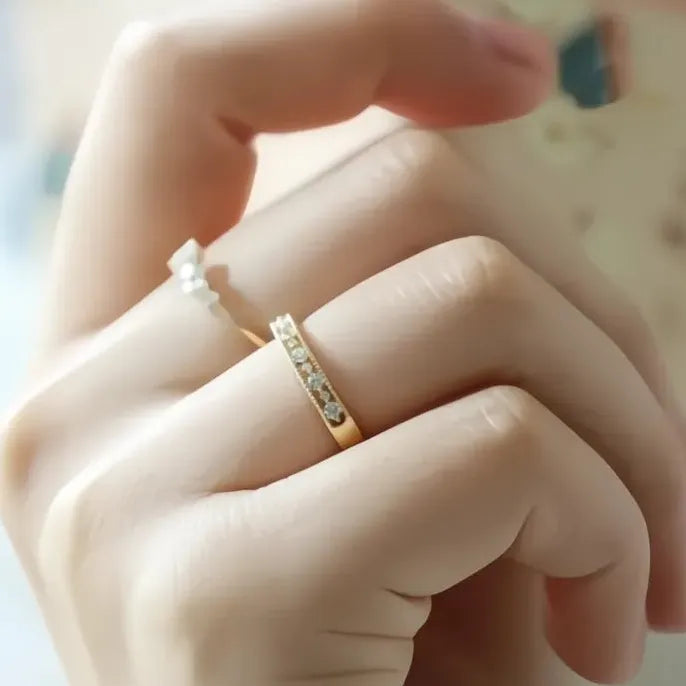 Delicate Thin Wedding Eternity Ring for Women Brass CZ Silver Gold Color Jewelry