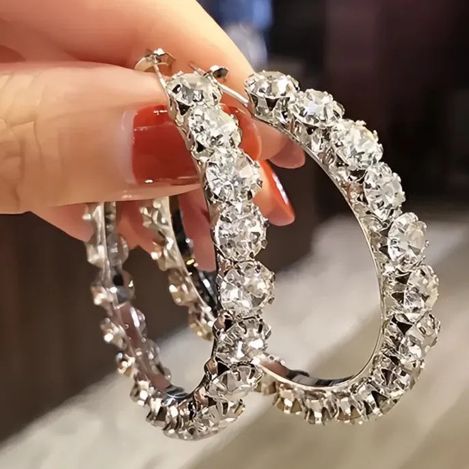Geometric Copper Hoop Earrings with Cubic Zirconia for Women