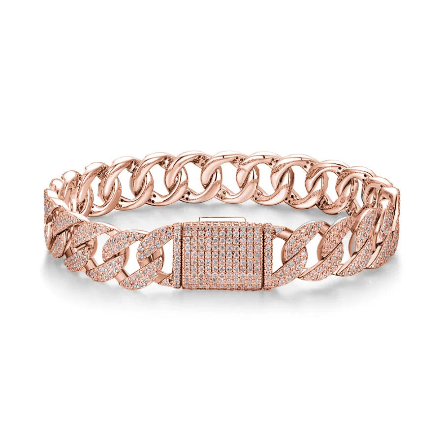 Hip Hop S925 Sterling Silver Moissanite Tennis Bracelet 18K Gold VVS1 Diamond Jewelry