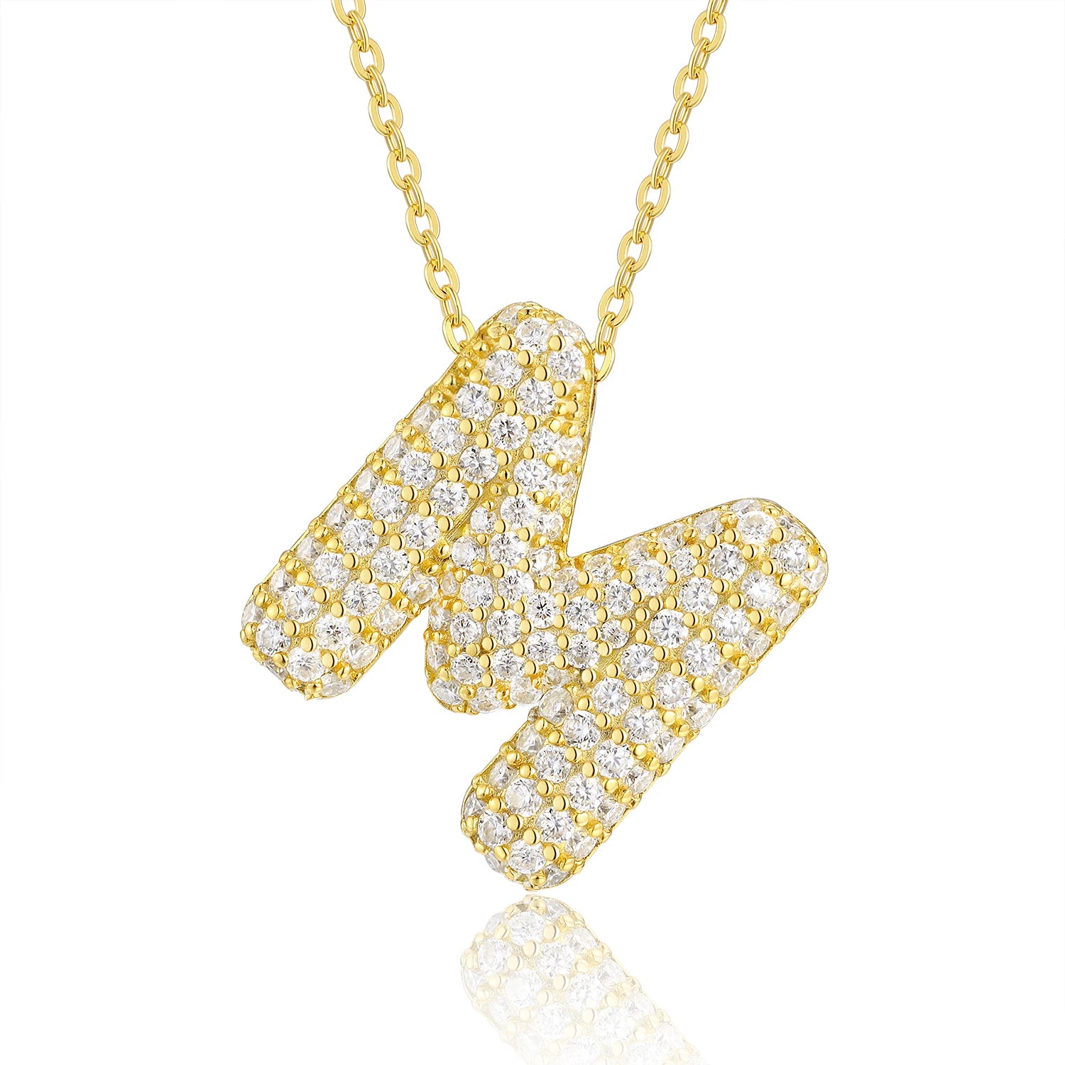 Gold Plated Moissanite Alphabet Pendant Necklace 26 Letters 925 Silver Unisex Jewelry