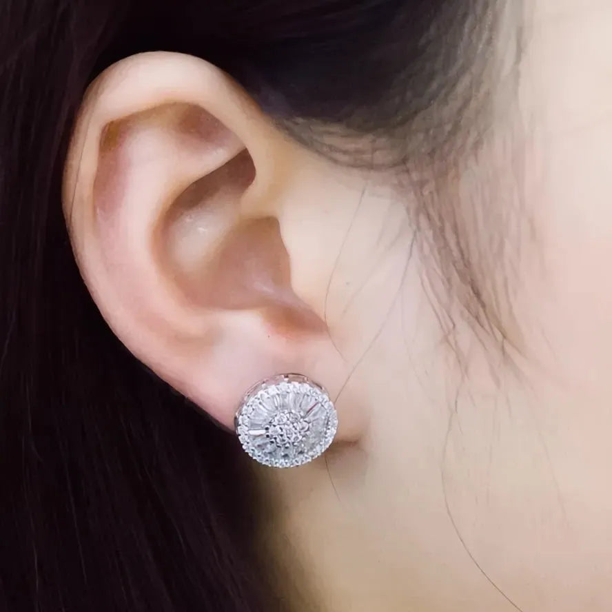 High Quality Copper Stud Earrings Fireworks Shape CZ Jewelry Engagement Wedding for Women Girls