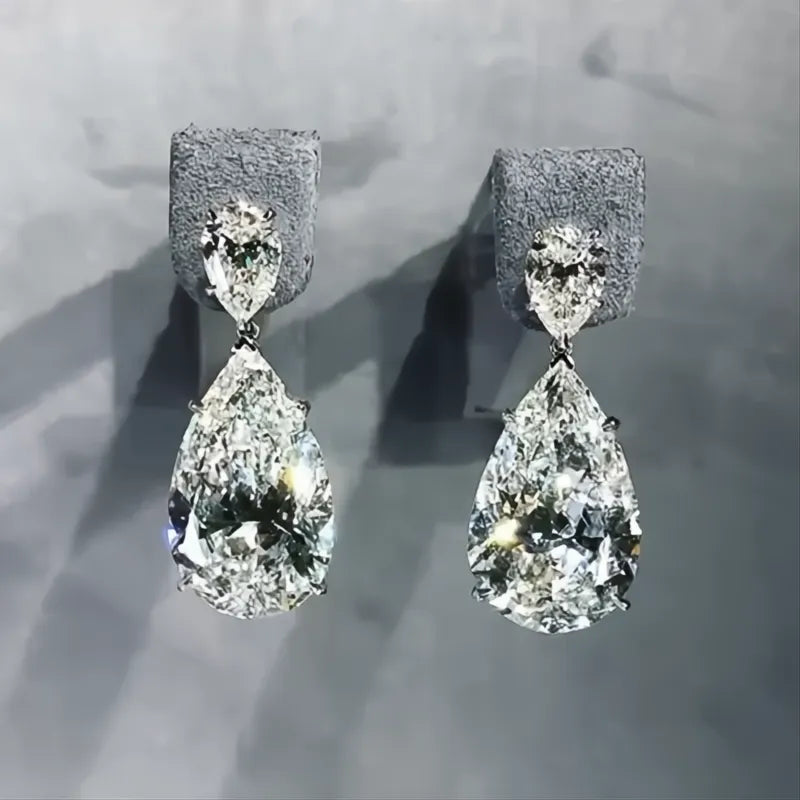 Simple Elegant Dangle Earrings for Women Crystal Teardrop Cubic Zirconia Wedding Bride Jewelry