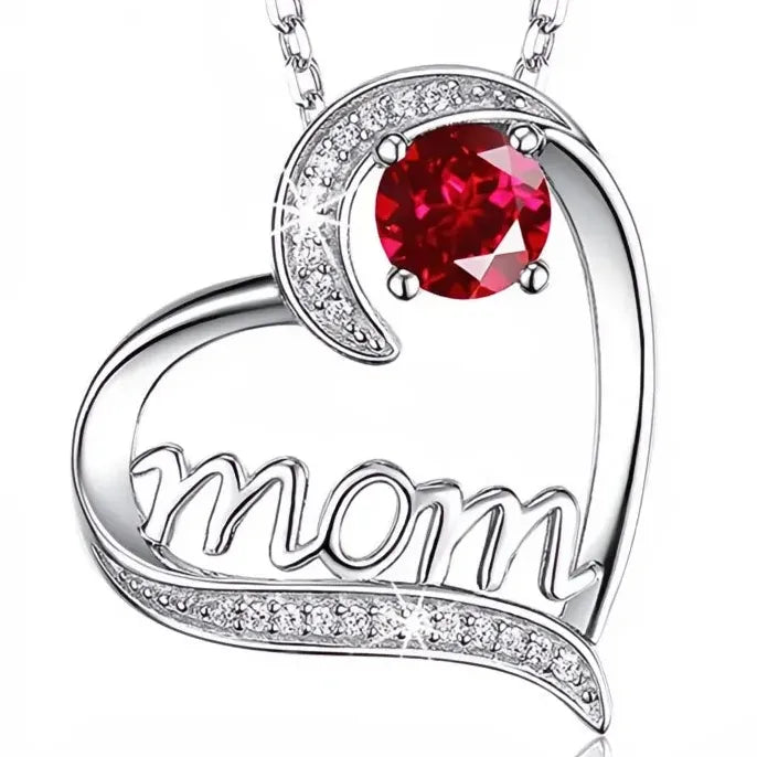 Mother's Day Pendant Necklace for Mom Copper Alloy Pink Flower CZ Jewelry