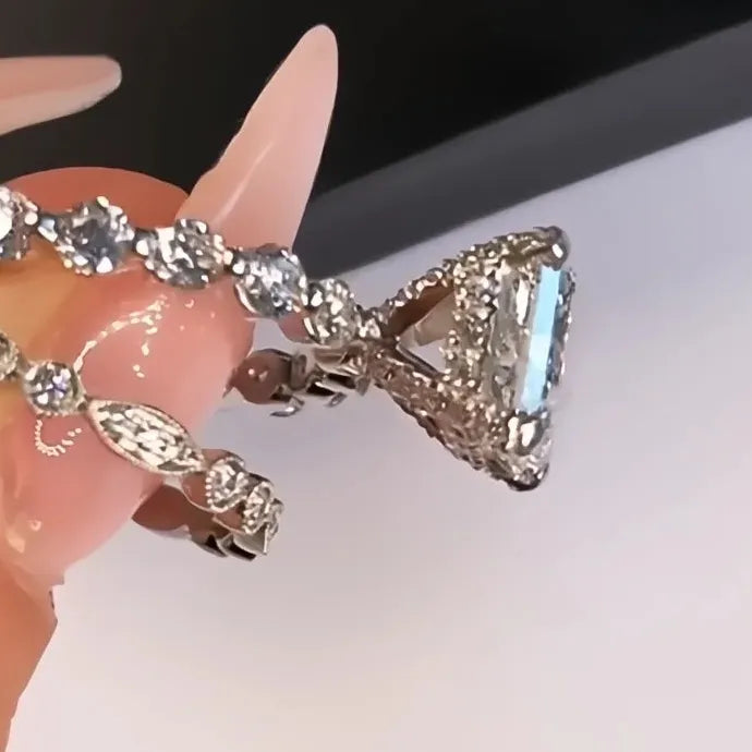 Creative Double Stackable Square Cubic Zirconia Brass Wedding Rings 2021
