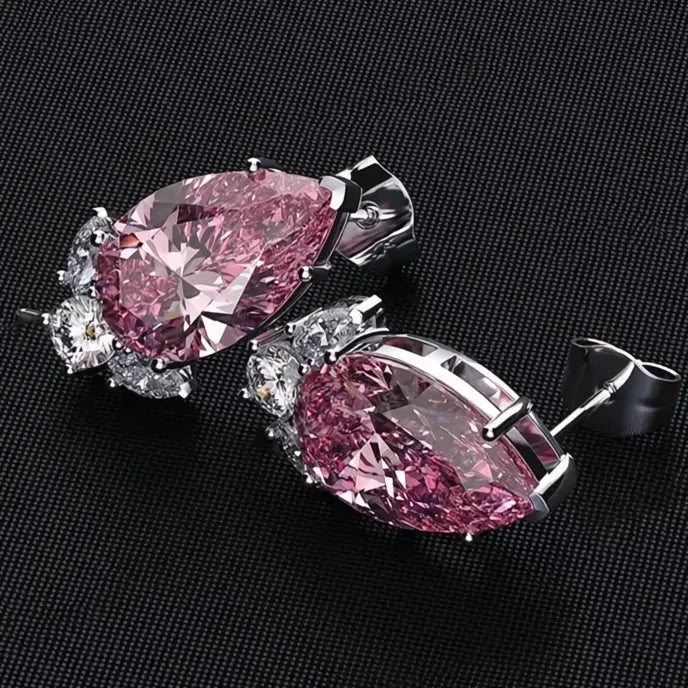 Teardrop Cubic Zirconia Stud Earrings for Women Bridal Wedding Engagement Jewelry Copper Alloy