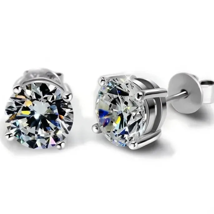 Round Cubic Zirconia Crystal Stud Earrings Unisex Daily Wear Simple Versatile Jewelry Gift
