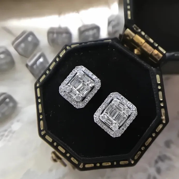 Geometric Cubic Zirconia Stud Earrings for Women Daily & Party Wear
