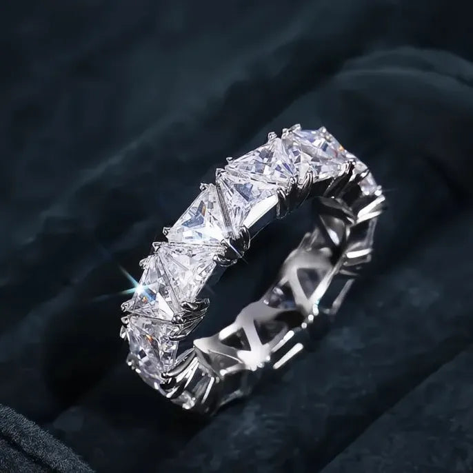 Luxury Wedding Band Promise Rings for Women Triangle Cubic Zirconia Brass Trendy Jewelry