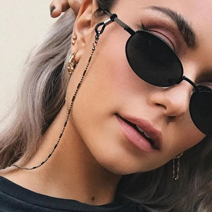 Fashion Woman Zinc Alloy Cylinder Bead Sunglasses Chain Eyeglasses Holder