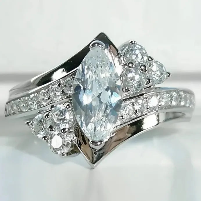 Modern Marquise CZ Crystal Wedding Engagement Ring for Women Jewelry