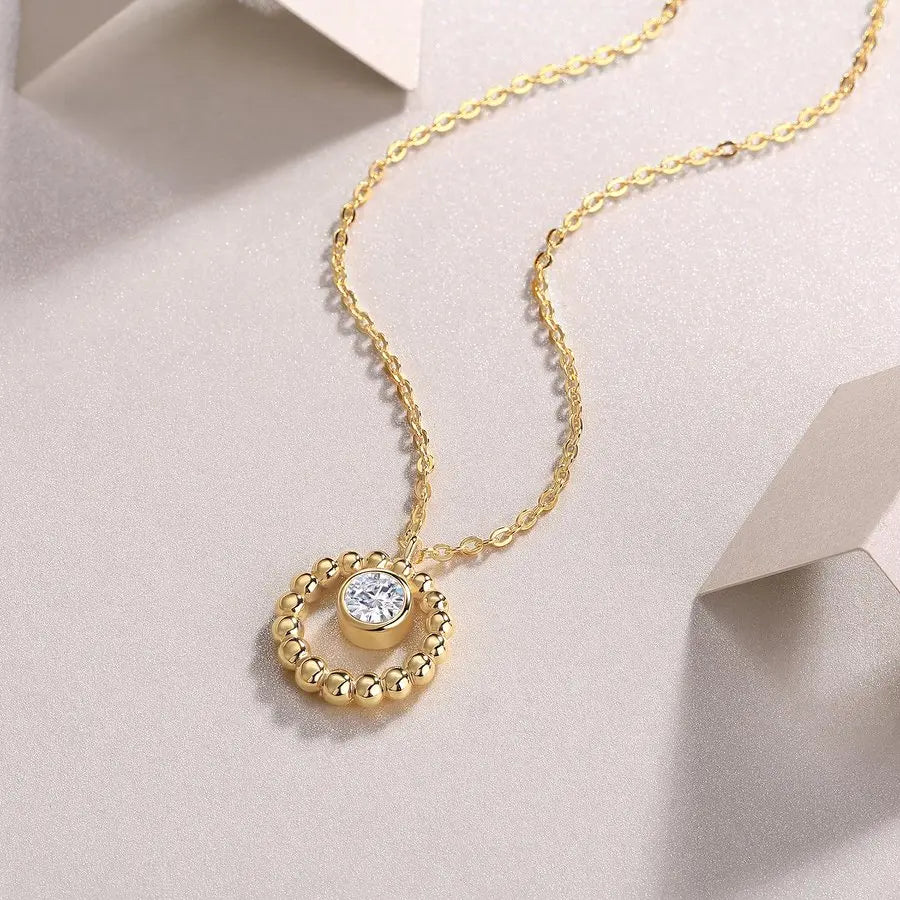 0.5ctw Moissanite Pendant Necklace 925 Sterling Silver Gold Plated Jewelry Gift