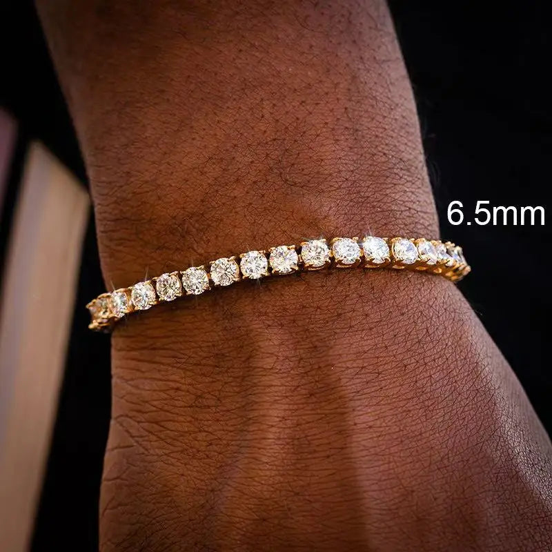 Moissanite Tennis Bracelet S925 Silver D Color VVS1 18K Gold Plated Unisex Jewelry
