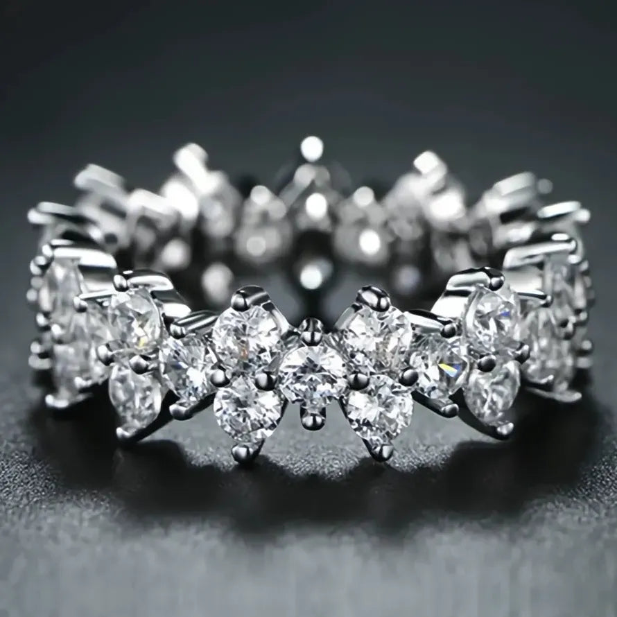 Small Round Zircon Women’s Geometric Promise Ring Brass Bridal Gift