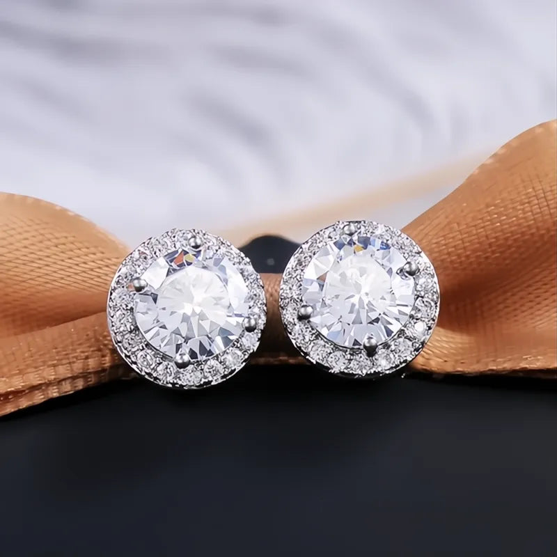 Classic Round Cubic Zirconia Prong Setting Women’s Stud Earrings 6 Colors Wedding Jewelry