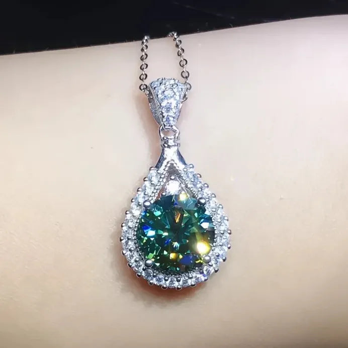 Geometric Green Cubic Zirconia Pendant Necklace for Women’s Wedding Jewelry