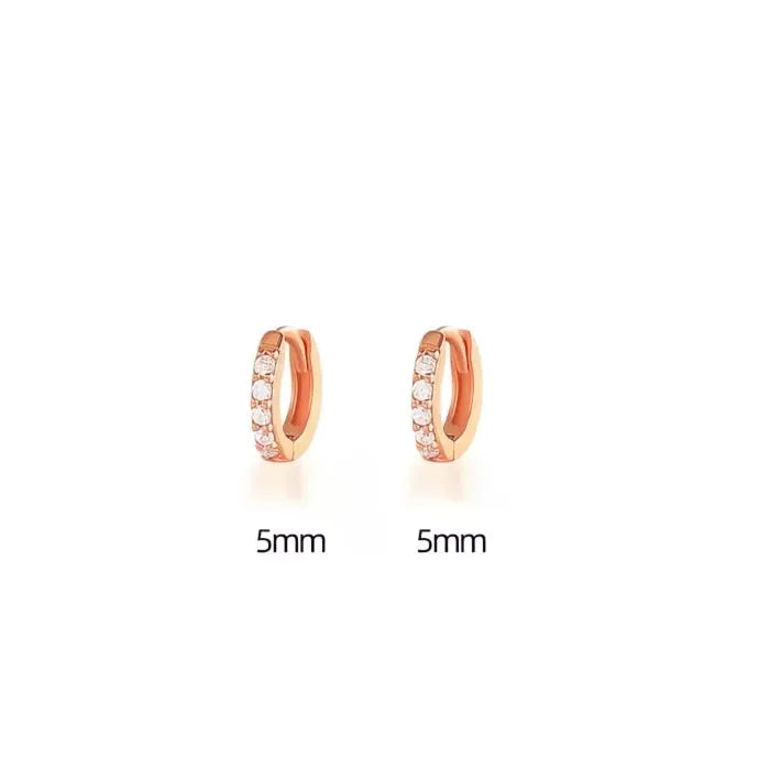 Minimalist Round Copper Hoop Earrings with Cubic Zirconia Geometric Design