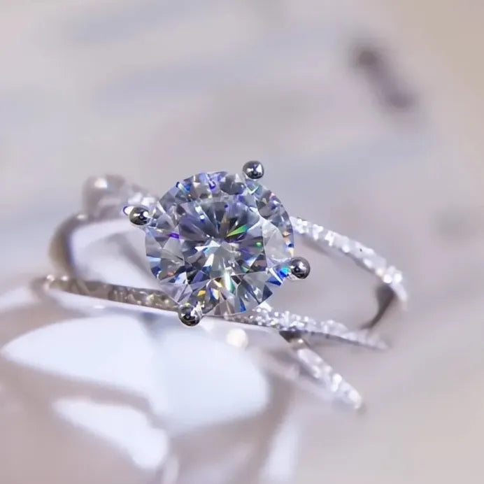 Women's Bridal Wedding Ring with Cubic Zirconia Geometric Cross Design