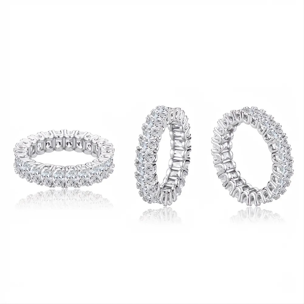 White Gold Plated Iced Out Ring Set | Micro Pave AAA CZ Hip Hop Ring for Men