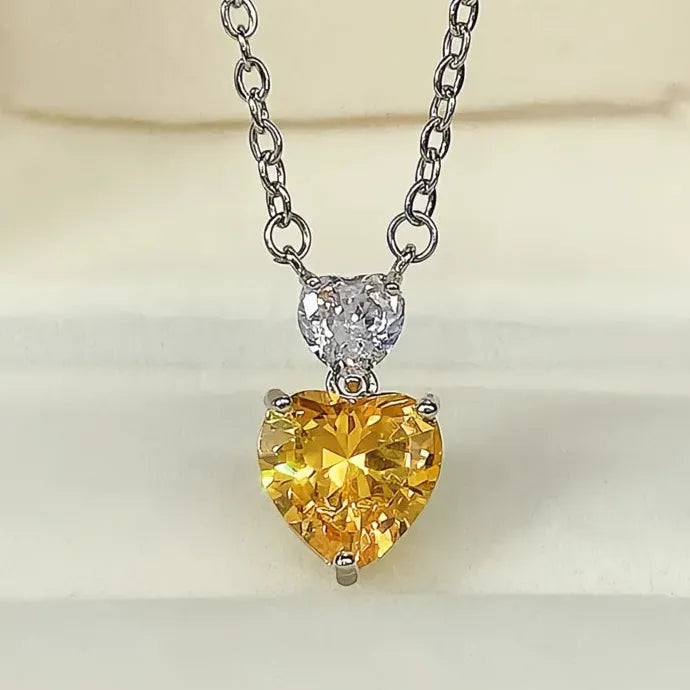 Heart Necklace with Cubic Zirconia Pendant Copper Alloy Engagement Gift