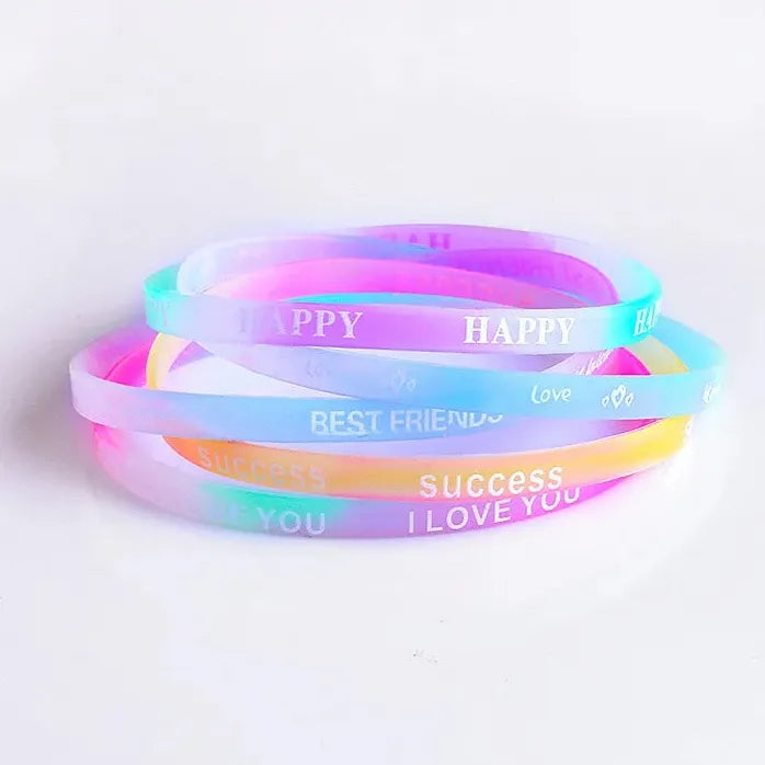 10PCS Child Luminous Silicone Candy-Colored Letter Rubber Bracelets Wristbands
