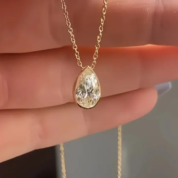 Geometric CZ Pendant Necklace for Women Gold Wedding Jewelry 2021 Trend