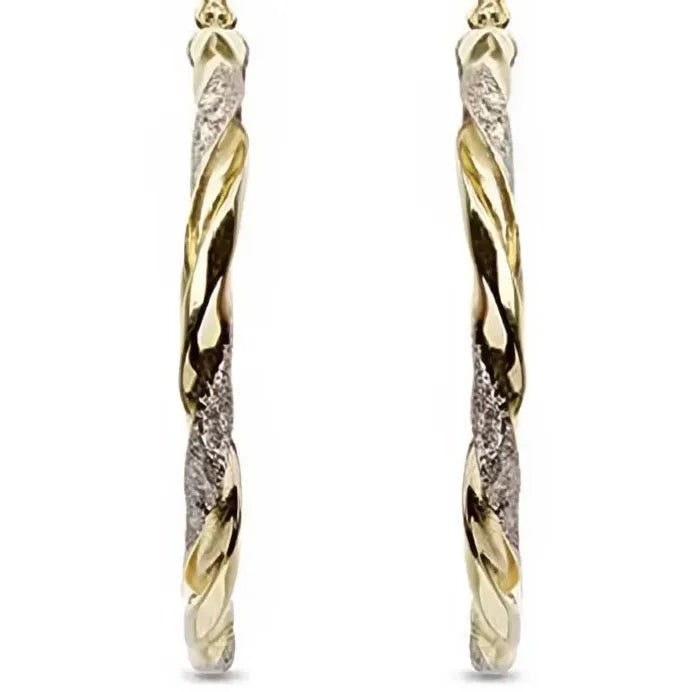 Trendy Women’s Geometric Twist Hoop Earrings Gold Color Stylish Gift