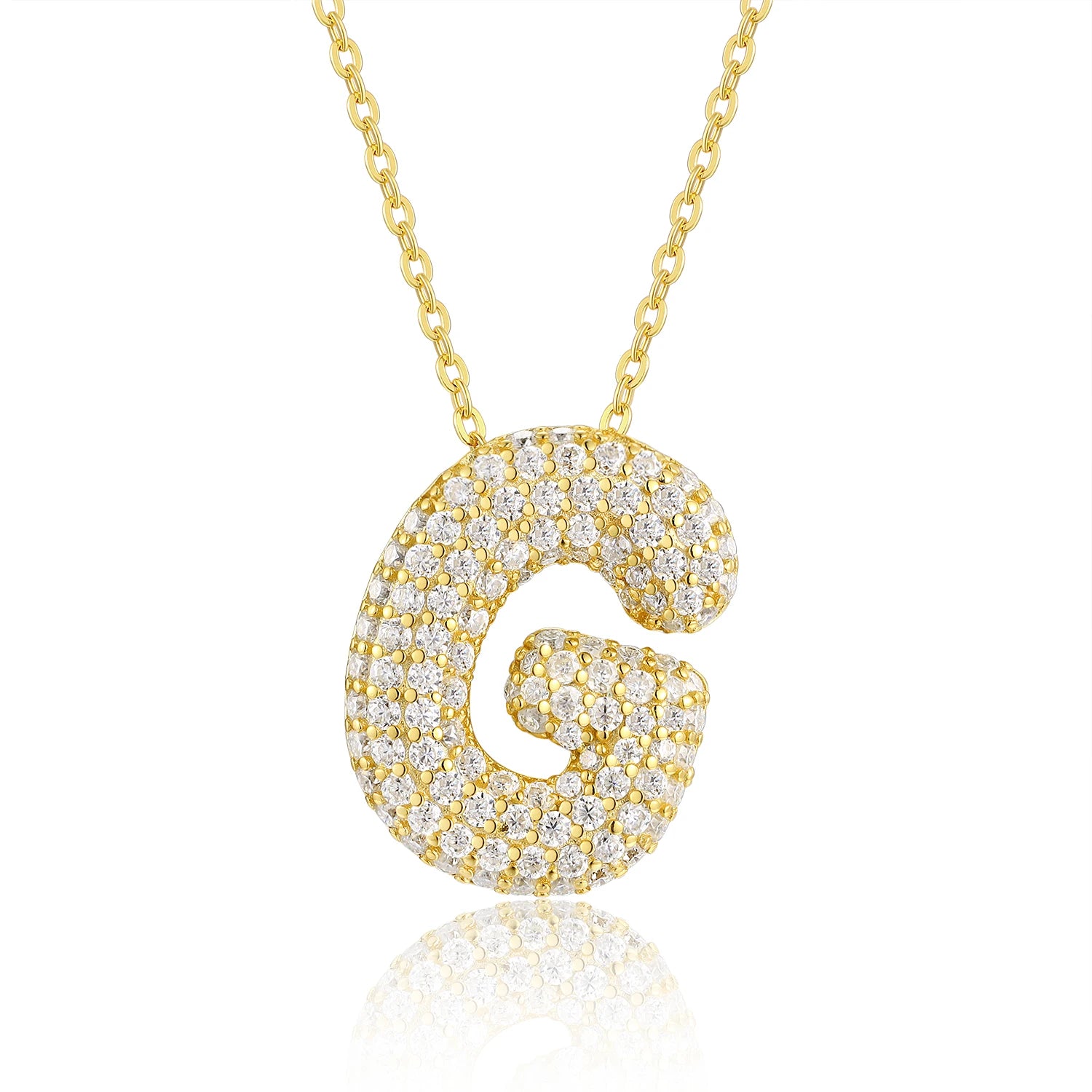 Gold Plated Moissanite Alphabet Pendant Necklace 26 Letters 925 Silver Unisex Jewelry