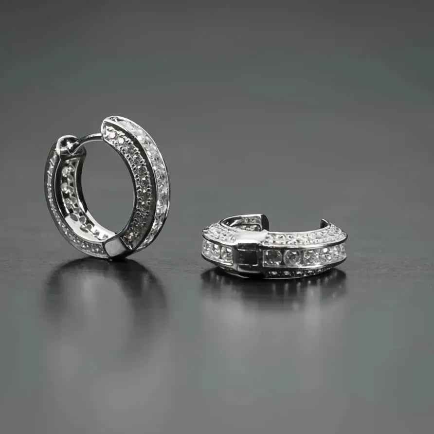 Unisex Copper Geometric Hoop Earrings Gold Silver CZ Jewelry Trendy