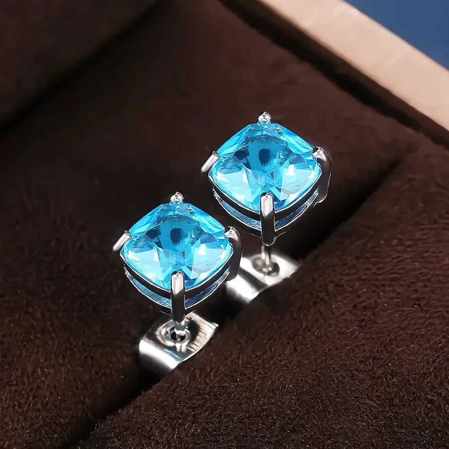 Luxury Geometric Cubic Zirconia Stud Earrings for Wedding Jewelry