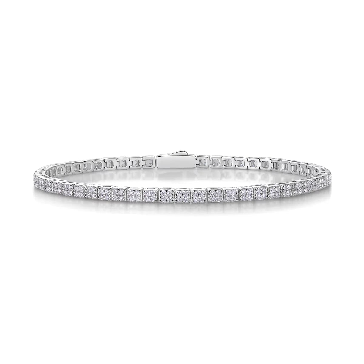 Sterling Silver 925 Tennis Chain Bracelet with Square Moissanite for Women