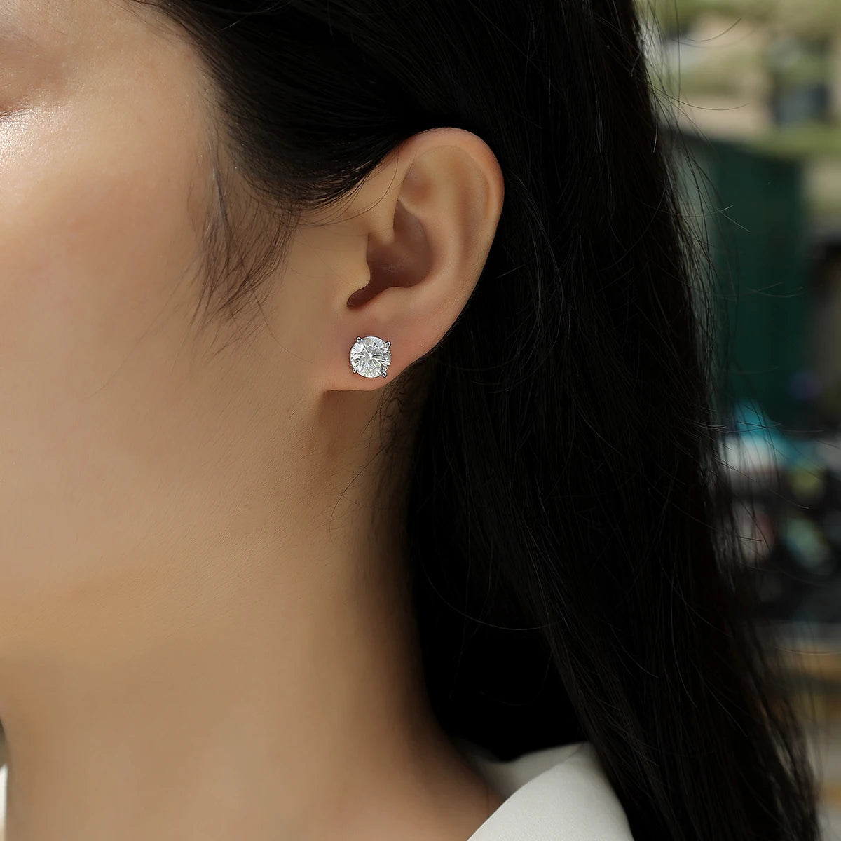 Classic Round Moissanite Stud Earrings 18K Gold Plated S925 Silver Claw GRA Certified Jewelry