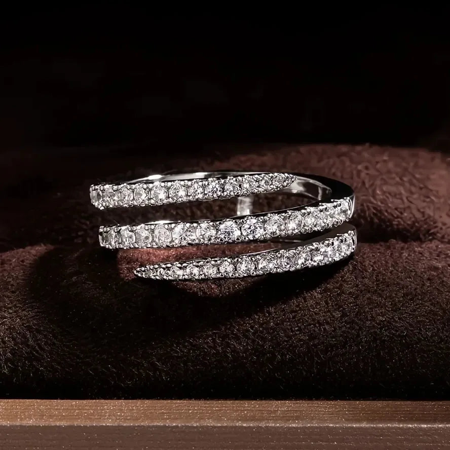 Fashion Geometric Cubic Zirconia Bridal Wedding Ring for Women Brass Jewelry