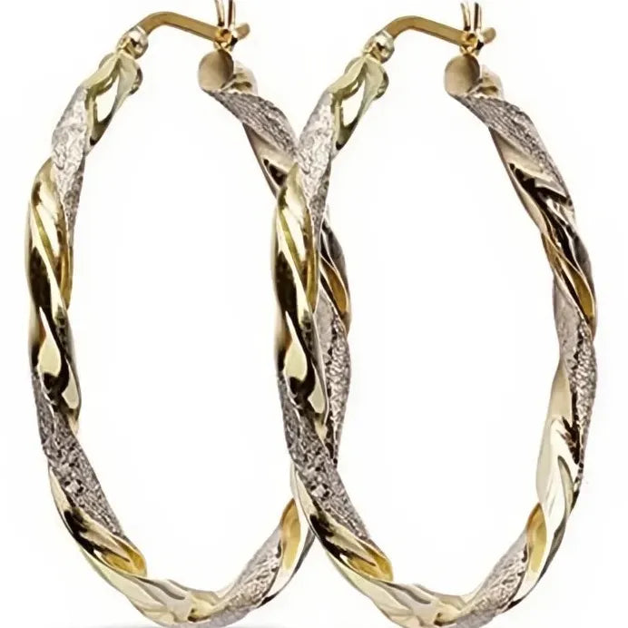 Trendy Women’s Geometric Twist Hoop Earrings Gold Color Stylish Gift