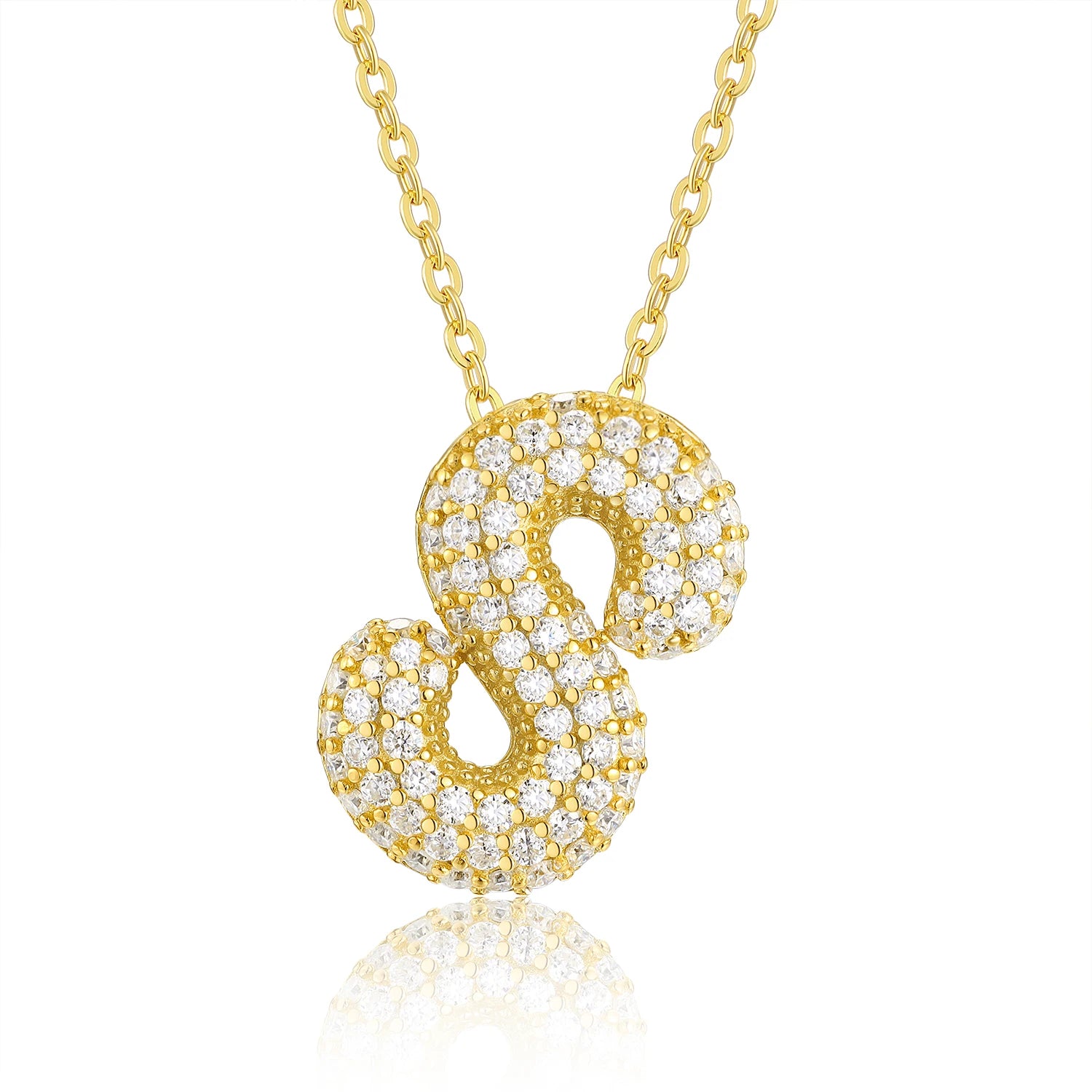Gold Plated Moissanite Alphabet Pendant Necklace 26 Letters 925 Silver Unisex Jewelry