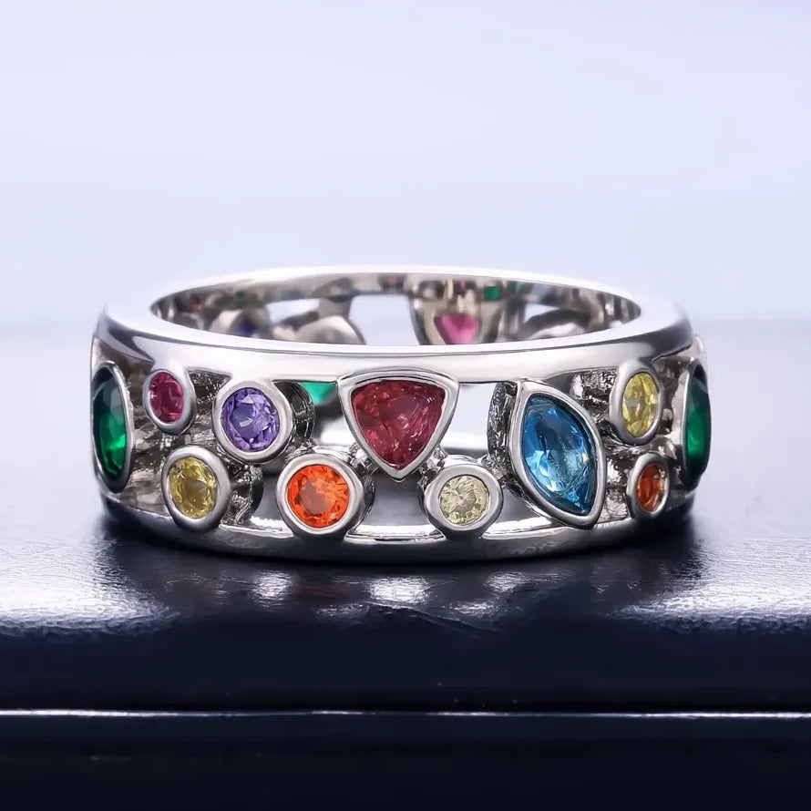 Geometric Hollow Out Cocktail Ring for Women Brass CZ Stones Jewelry