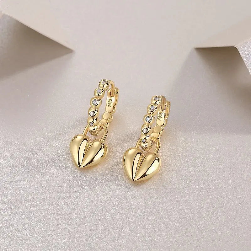 Heart-Shaped Moissanite Stud Earrings for Women 925 Sterling Silver Gold Plated Jewelry