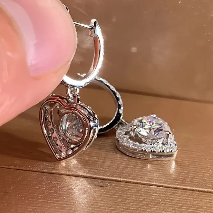 Heart Drop Copper Alloy Earrings with AAA Cubic Zirconia for Women