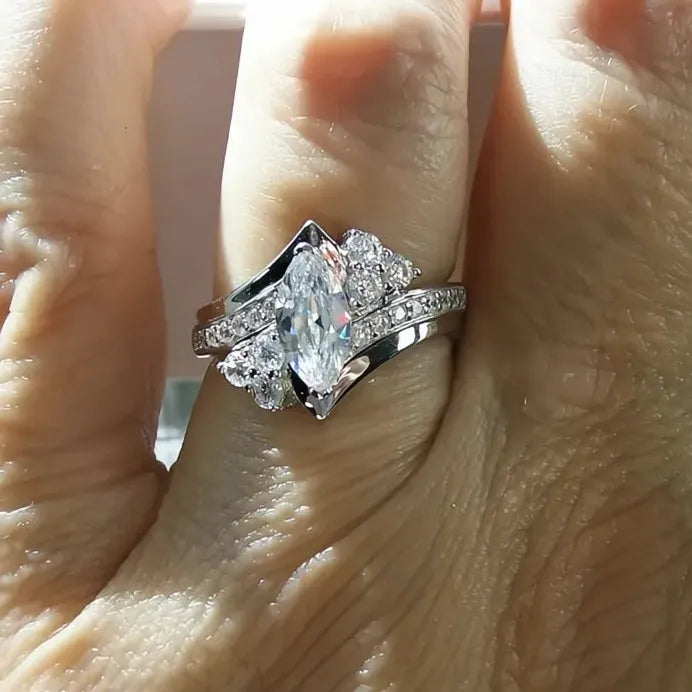 Modern Marquise CZ Crystal Wedding Engagement Ring for Women Jewelry
