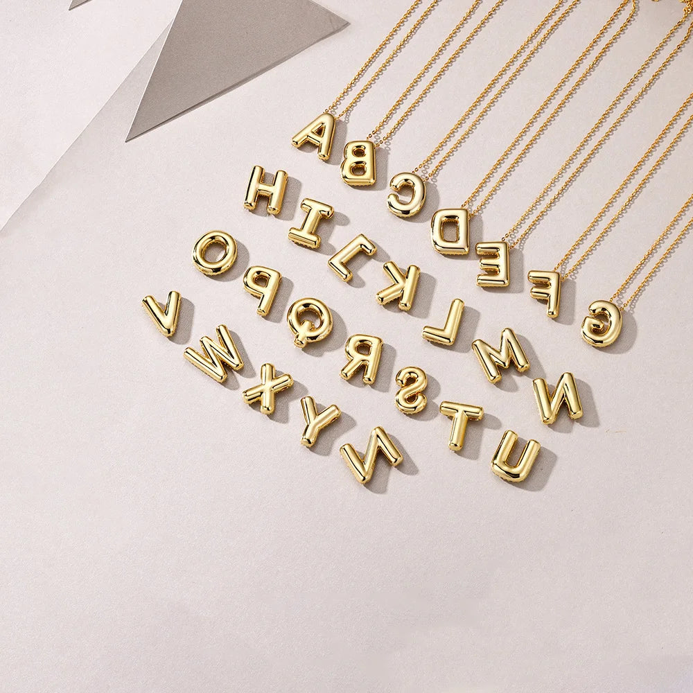Gold Plated Moissanite Alphabet Pendant Necklace 26 Letters 925 Silver Unisex Jewelry