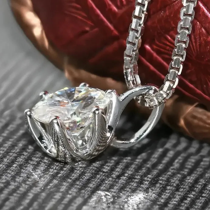 Classic Claw Cubic Zirconia Geometric Pendant Necklace for Women Bridal Jewelry