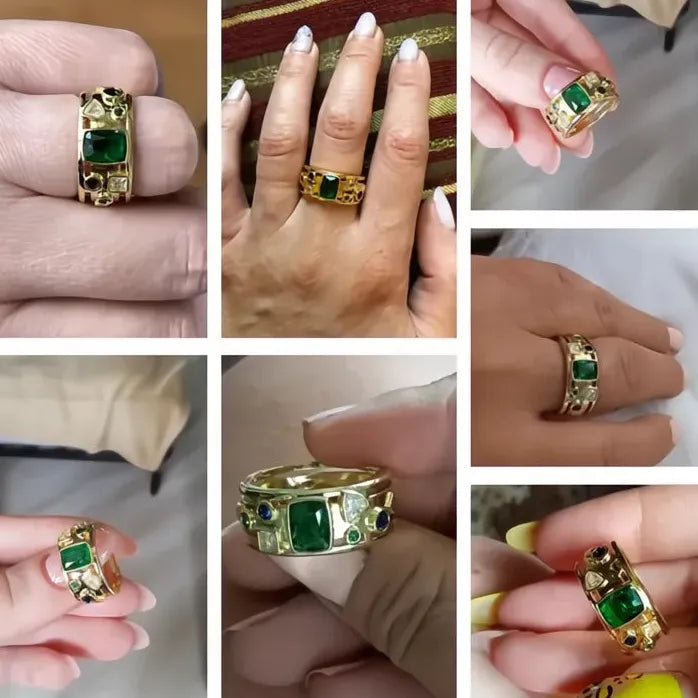 Luxury Gold Color Geometric CZ Stone Women’s Wedding Band Ring