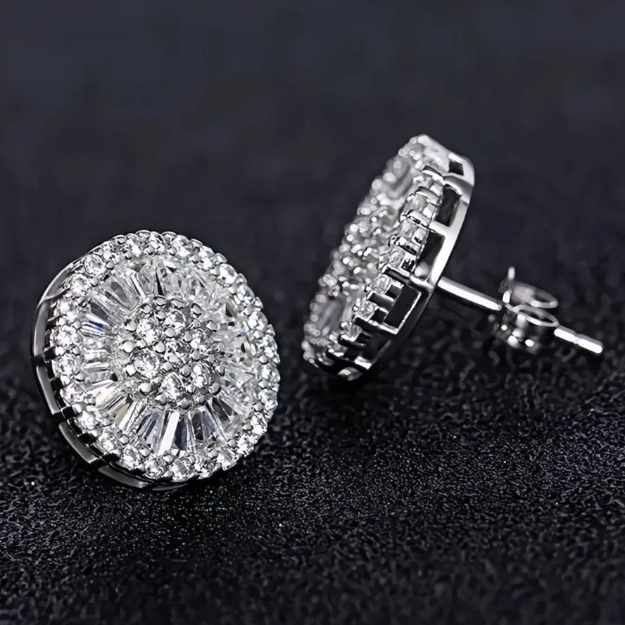 High Quality Copper Stud Earrings Fireworks Shape CZ Jewelry Engagement Wedding for Women Girls