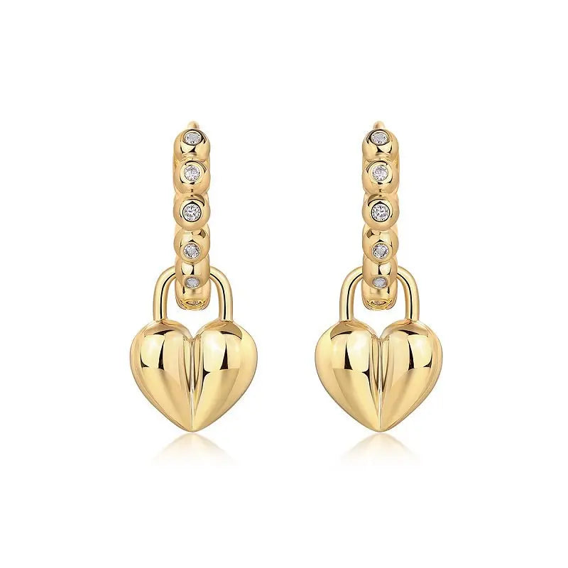 Heart-Shaped Moissanite Stud Earrings for Women 925 Sterling Silver Gold Plated Jewelry