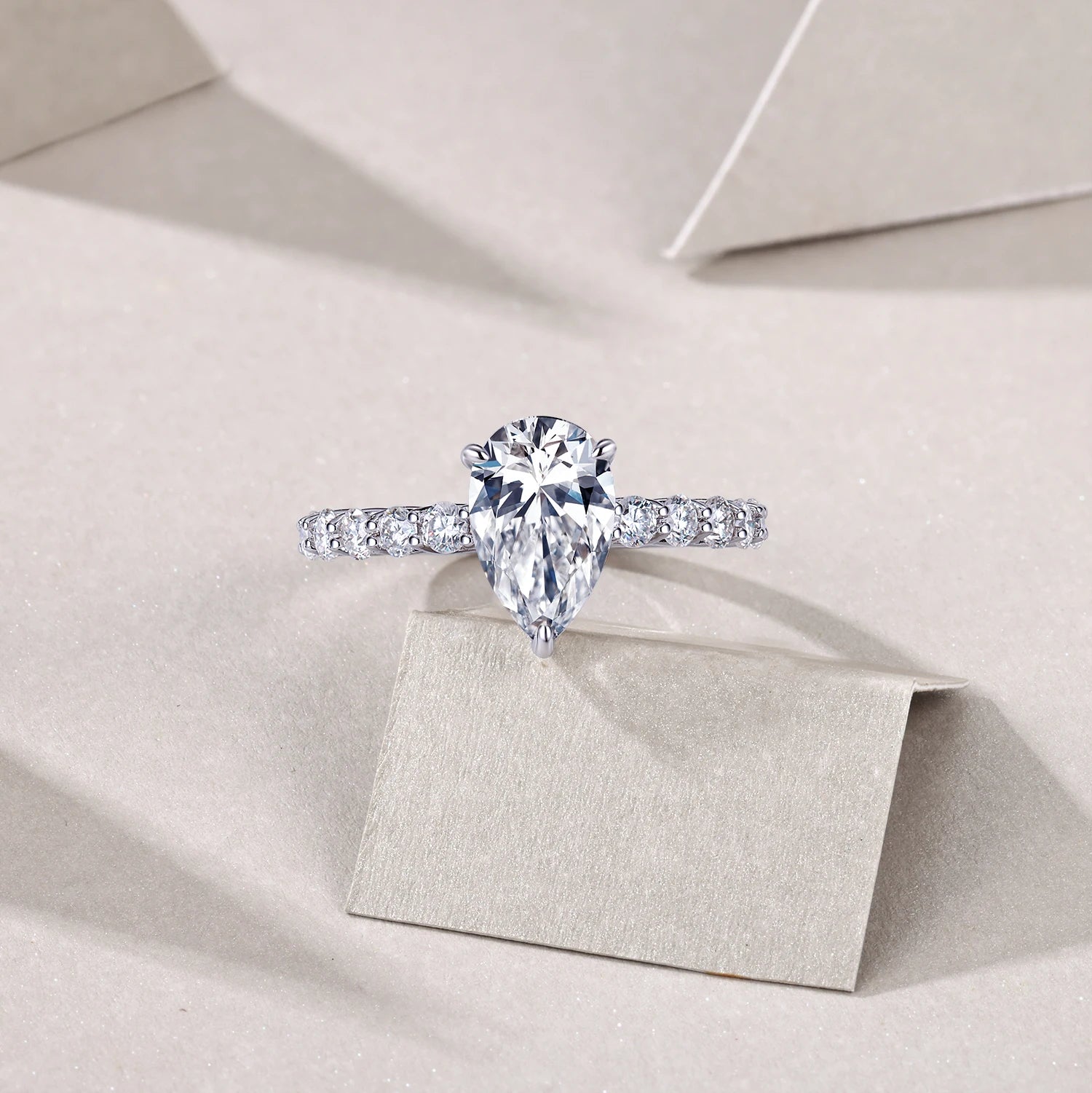 Pear Cut Moissanite Engagement Ring 925 Silver Hypoallergenic Wedding Jewelry